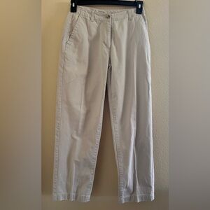 L.L. Bean Wrinkle-Free Tapered Leg 100% Cotton Heritage Stone Pants Women's‎ 4P